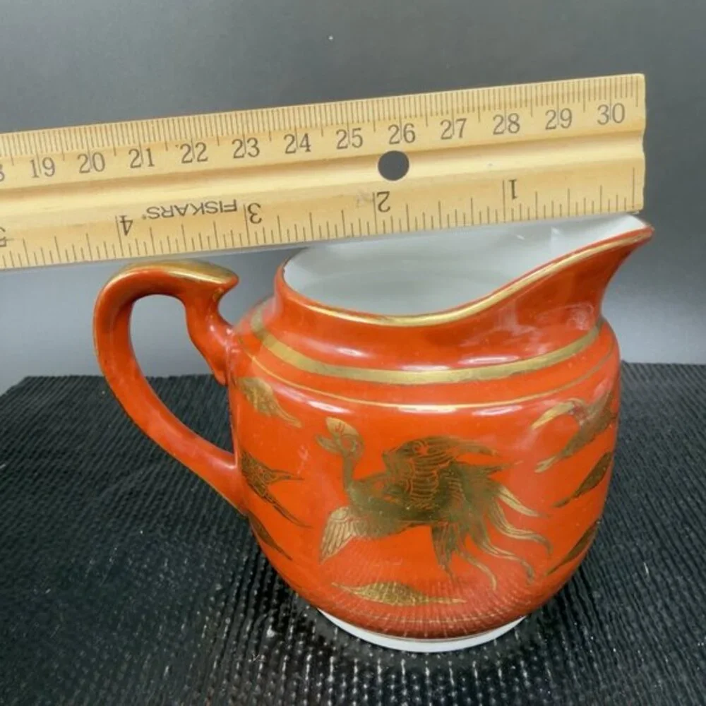 Japanese Eiraku Eggshell Sugar And Creamer Set‎ Phoenix Dragon Pattern Antique